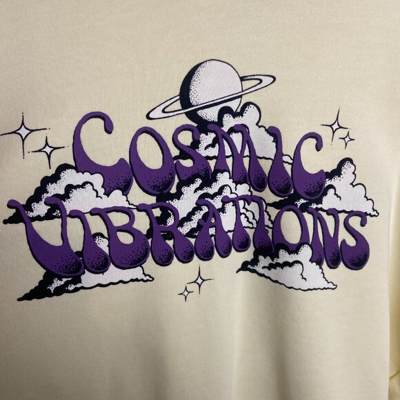Quicksilver Size Small Cosmic Vibrations Boxy Crewneck Sweatshirt Butter Yellow - Picture 3 of 6